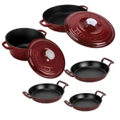 LAVA Döküm Bordo 7 Parça Tencere & Tava Seti – Göz Alıcı Renk, Eşsiz Lezzet thumbnail 2