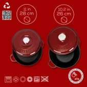 LAVA Bordo Döküm Tencere Seti – Şık Tasarım, Uzun Ömürlü Döküm Kalitesi thumbnail 4