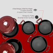 LAVA Döküm Bordo 7 Parça Tencere & Tava Seti – Göz Alıcı Renk, Eşsiz Lezzet thumbnail 6