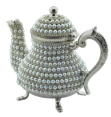 Arsal Dekoratif Inci ve Parlak Taşlı Gümüş Renk Demlik (18CMX22CM) thumbnail 2