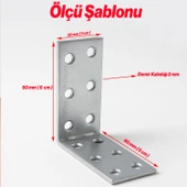 L Demir Gönye 30x60x60 mm ( 50 Adet ) Metal Mobilya Bağlantı Aparatı Köşe Raf Sabitleme Demiri thumbnail 3