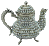 Arsal Dekoratif Inci ve Parlak Taşlı Gümüş Renk Demlik (18CMX22CM) thumbnail 1