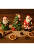 YeniYıl Ruhunu Yansıtan 3’lü Yılbaşı Noel Baba Biblo Seti Masa Figürleri Ev Ofis Vitrin Dekoru 10 Cm thumbnail 2