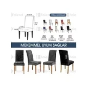 MANDAŞ 6LI SET Jakarlı Lastikli Eteksiz Sandalye Kılıfı-Şal Desen Lacivert thumbnail 3