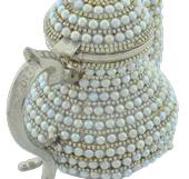 Arsal Dekoratif Inci ve Parlak Taşlı Gümüş Renk Demlik (18CMX22CM) thumbnail 5