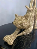 Dekoratif Hasır Dokuda Tasarlanmış Esneyen Kedi Biblo Sevimli Kedi Heykeli thumbnail 5