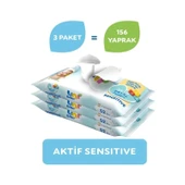 Uni Baby Aktif Sensitive Bebek Islak Mendil 24+ Ay 3x52 Adet thumbnail 2