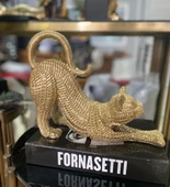 Dekoratif Hasır Dokuda Tasarlanmış Esneyen Kedi Biblo Sevimli Kedi Heykeli thumbnail 2