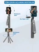 360 Ayarlanabilir Bluetooth Kumandalı 180 cm Telefon Tripod Android iOS GoPro Uyumlu thumbnail 6