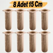8 Adet Mobilya Kanepe Koltuk Baza Yükseltici Yükseltme Ayağı Ayakları Plastik Doğal Meşe Renk 15 cm thumbnail 1