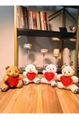 I Love You Seni Seviyorum Mesajlı 4 Adet Sevimli Mini Peluş Ayıcık Kalpli 11x9 cm Peluş Ayıcıklar thumbnail 4