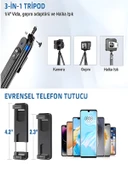360 Ayarlanabilir Bluetooth Kumandalı 180 cm Telefon Tripod Android iOS GoPro Uyumlu thumbnail 7