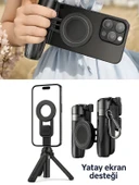 Magsafe Mıknatıslı 41cm 360 Ayarlanabilir Bluetooth Alüminyum Telefon Tripod Android iOS thumbnail 2