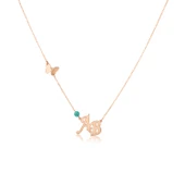 Kelebekli Çapraz Harf Kolye-Rose thumbnail 1