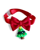 Christmas Tree Yılbaşı Kedi Papyon Tasması | Kırmızı Fiyonk Boyun Aksesuarı | Noel Temalı Kedi Süsü thumbnail 5