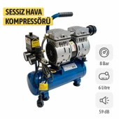Yağsız FACEWS06 Sessiz Kompakt Kolay Taşınabilir Tekerleksiz Hava Kompresörü 6 Litre thumbnail 2