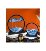 Dekoratif Yuvarlak 3 D Hareketli Mavi Kum Saati Şeklinde Kum Tablosu 7 İnç Orta Boy Yuvarlak Kum Tablosu thumbnail 2