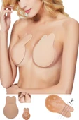 Askısız Sutyen Ten Rengi 1 Çift Göğüs Dikleştirici Göğüs Ucu Kapatıcı Yapışkanlı Dikleştirici Silikon thumbnail 1