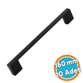 Mobilya Çekmece Dolap Kapak Kulpu Dayanıklı Kulbu Kulpları Siyah 160 mm Siyah Metal Kulp (10 ADET) thumbnail 1