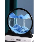 Dekoratif Yuvarlak 3 D Hareketli Mavi Kum Saati Şeklinde Kum Tablosu 7 İnç Orta Boy Yuvarlak Kum Tablosu thumbnail 3