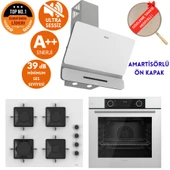 Ferre FryArt & FlowArt Astra Sessiz Davlumbaz Beyaz Ankastre  Set ( D081-SA + SS206 + XE63CB ) thumbnail 1