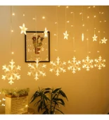 10 Saçaklı Kar Tanesi Gün Işığı Led Işık  8 Fonksiyonlu Fişli ve Eklemeli Dekoratif Aydınlatma thumbnail 1