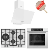 Ferre FryArt & FlowArt Rima  Yeni Seri Beyaz Cam Ankastre  Set ( D087 + ED076-WFA + XE63CB ) thumbnail 1