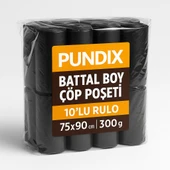 Pundix Battal Boy Çöp Torbası 75X90 cm (10’lu Rulo Opp Ambalajlı Toplam 3 Kg) Dayanıklı, Sızdırmaz ve Geniş Hacimli Çöp Poşeti thumbnail 3