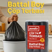 Pundix Battal Boy Çöp Torbası 75X90 cm (10’lu Rulo Opp Ambalajlı Toplam 3 Kg) Dayanıklı, Sızdırmaz ve Geniş Hacimli Çöp Poşeti thumbnail 5