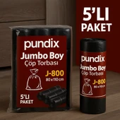 Pundix J800 Jumbo Boy Çöp Torbası (80X110 Cm) 5 Rulo (Toplam 50 Adet) Dayanıklı, Sızdırmaz ve Geniş Hacimli Çöp Poşeti thumbnail 3