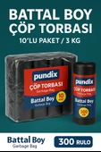 Pundix Battal Boy Çöp Torbası 75X90 cm (10’lu Rulo Opp Ambalajlı Toplam 3 Kg) Dayanıklı, Sızdırmaz ve Geniş Hacimli Çöp Poşeti thumbnail 2