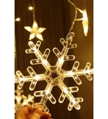 10 Saçaklı Kar Tanesi Gün Işığı Led Işık  8 Fonksiyonlu Fişli ve Eklemeli Dekoratif Aydınlatma thumbnail 4
