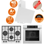 Ferre FryArt & FlowArt Luno Sessiz Davlumbazlı Beyaz Cam Ankastre  Set ( D078-SA + LN386 + XE63CB ) thumbnail 1