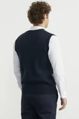 Düğmeli Yünlü Kalın Triko Yelek - Lacivert thumbnail 6