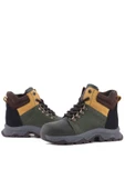 Rakerplus Hakiki Deri Haki Yeşil Sarı Fermuarlı Trekking Çocuk Bot thumbnail 7