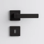 Akdam Mat Siyah Modern Oda Kapı Kolu Seti Kare Rozetli Sessiz Mekanizma Uyumlu Şık İç Kulp Takımı thumbnail 5