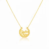 Defne Yapraklı Gümüş Kolye - Altın thumbnail 1