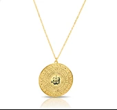 Gümüş Esmaül Hüsna Kolye - Altın thumbnail 1