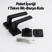 Akdam WC Banyo Kapı Kolu Seti Siyah Modern İçten Kilitlemeli Sessiz Mekanizma Uyumlu Şık Kulp Takımı thumbnail 3