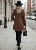 Şık Tasarım Yaka Kaşe Kahverengi Kaban thumbnail 2
