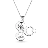 3 Hilal Tuğra Kurt Ayyıldız Kolye - Gümüş thumbnail 1