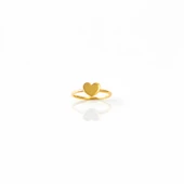 Minik Kalp Gümüş Yüzük - Altın thumbnail 1