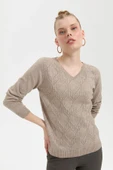 24187 DESEN TRİKO V YAKA DİKİŞSİZ ÖNÜ DESENLİ KAZAK thumbnail 9
