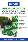 Pundix J500 Jumbo Boy Çöp Torbası 80X110 Cm 5 Koli (Toplam 100 Rulo  50 Kg)  Çift Kat 50 Mikron Endüstriyel Kalite Sızdırmaz Poşet  Ev, Ofis ve Bahçe Kullanımı Için Çöp Poşeti thumbnail 5