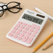 Runzon RZ.320 12 Haneli Masaüstü Güneş Enerjili Hesap Makinesi – Pembe ve Mavi Renk Seçenekli thumbnail 1