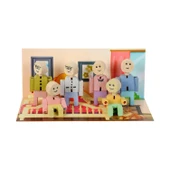 Ahşap Mini Aile Seti – 25x12 cm Renkli Oyuncak Ev Aksesuarı thumbnail 1