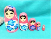 Süpriz Iç Içe Geçen Ahşap Pembe Matruşka Bebek 5'li Sevgiliye Özel Günlere Hediye Dekoratif thumbnail 1