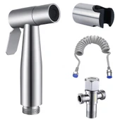 Coofbe Paslanmaz Çelik Sprial Hortum Tuvalet Musluk Seti Taharet Musluğu El Tuvalet Sprey Tabancası thumbnail 6