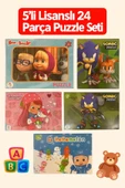 5’li Lisanslı 24 Parça Puzzle Seti – Maşa ile Koca Ayı, Sonic Prime, Strawberry Shortcake, CoComelon Çocuk Eğitici Karton Puzzle thumbnail 4