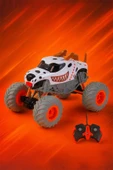 Dude RC Monster Truck Benekli Köpek Tasarımlı Uzaktan Kumandalı Off-Road Jeep Araba - Turuncu Beyaz Siyah thumbnail 5